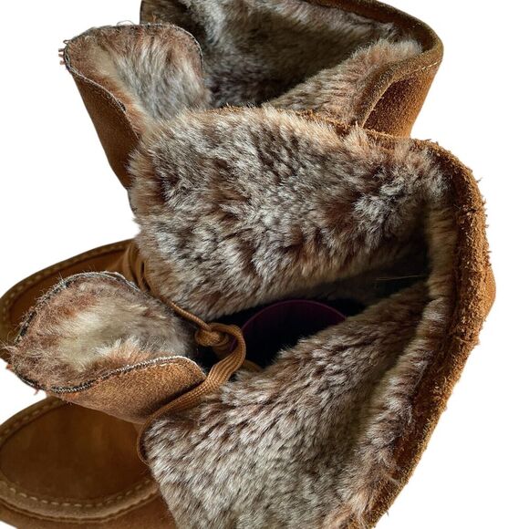 ISO Isotoner Vanessa Suede Leather Wedge Heel Boot Chestnut Brown Womens Size 8 - Picture 10 of 14